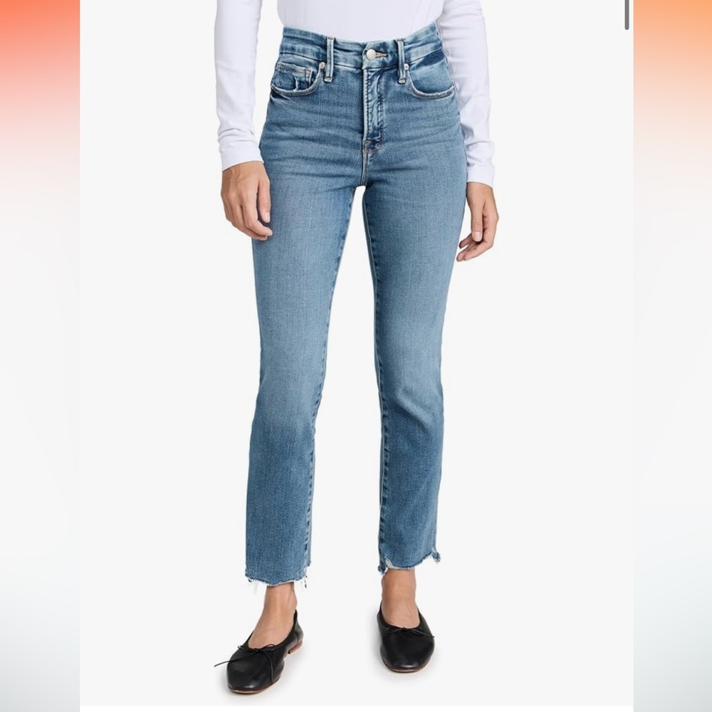 Good American good legs straight cut off jeans size 10/30